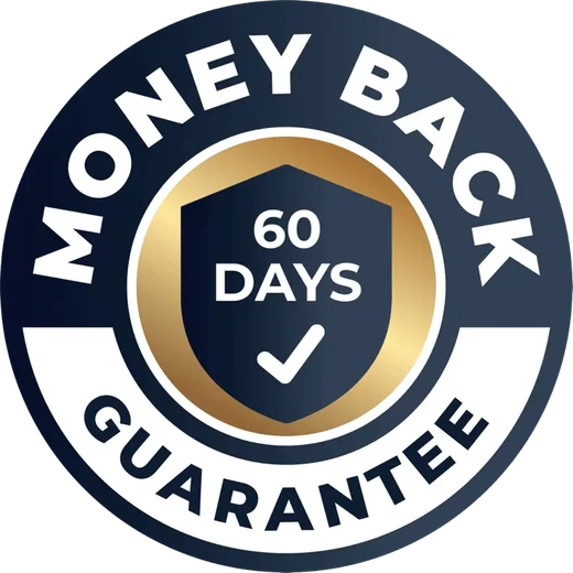 The 60-day money-back guarantee roundel used on the Femicore sales page