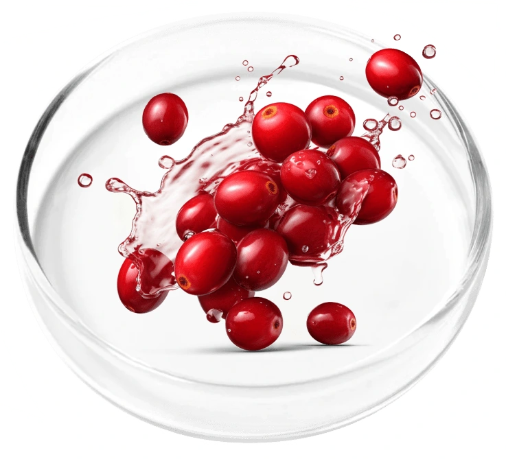 Cranberry Extract, photographed in a laboratory dish for the Femicore ingredient set