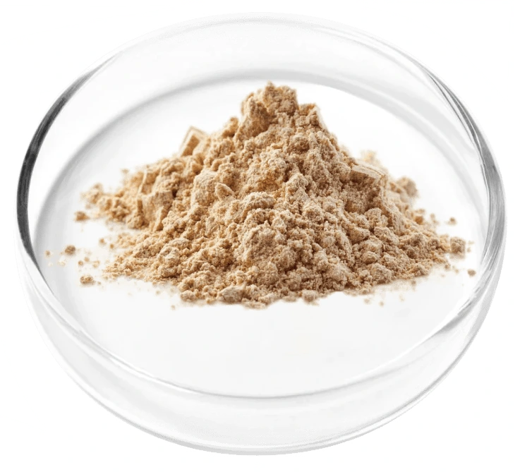 Granular Berberine Hydrochloride Extract 8%, photographed in a laboratory dish for the Femicore ingredient set