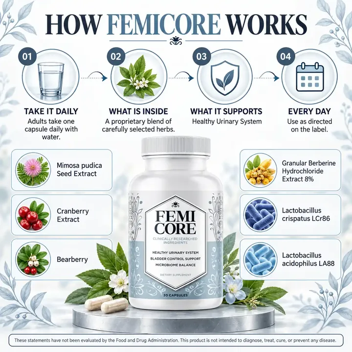 The seller's how-it-works listing panel for Femicore